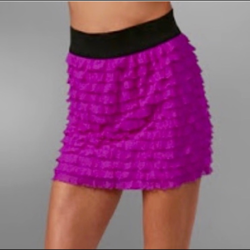 NWOT Free People magenta mini ruffle skirt